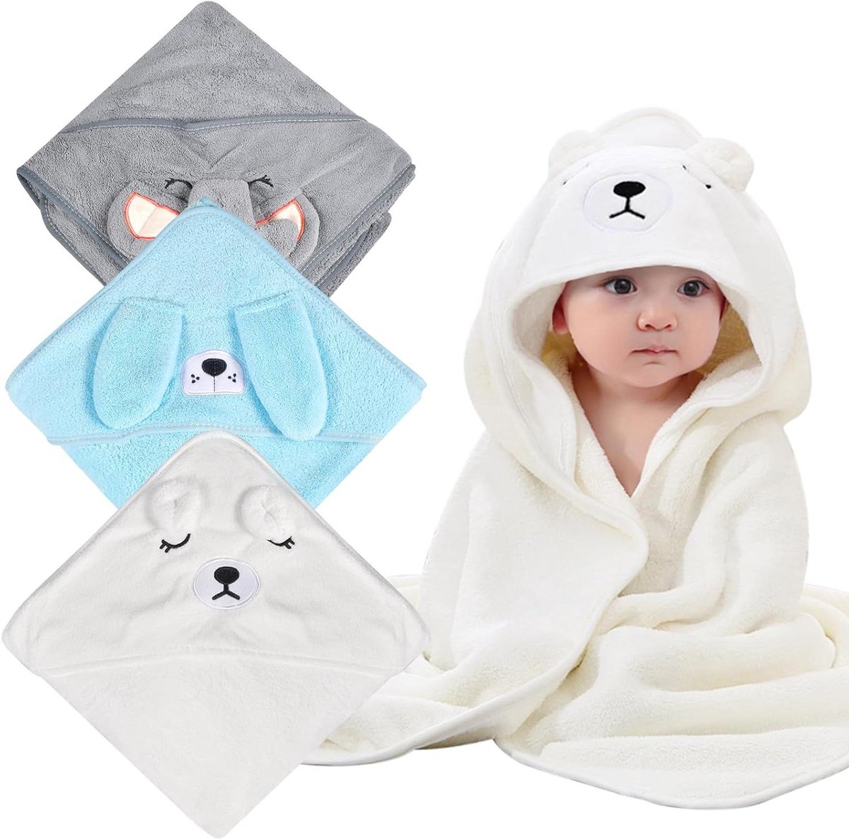 Babybadcape met capuchon - Badhanddoek baby - Na het baden - Extra zacht bamboe - 80 x 80 cm - Rood