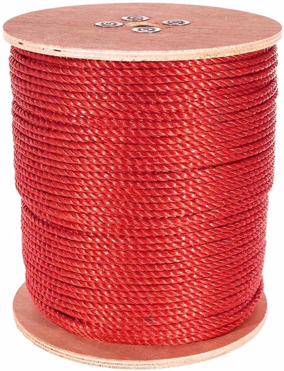 Gedrild Polypropyleen Touw - Watervast Koord - Nautisch Gebruik - Drijvend Materiaal - Verschillende Diameters - Rood