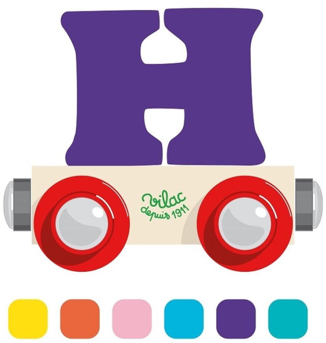Vilac houten trein wagon letter H speelgoed - educatief.