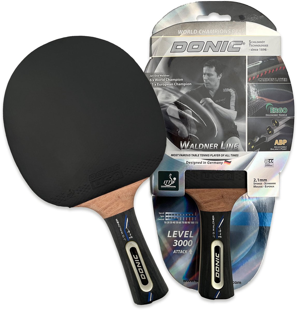 Donic Schildkröt Tafeltennisbat Waldner 3000 Attack Zwart