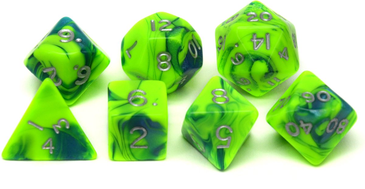 HOT Games dobbelstenen jumbo set groen/blauw voor rollenspellen.