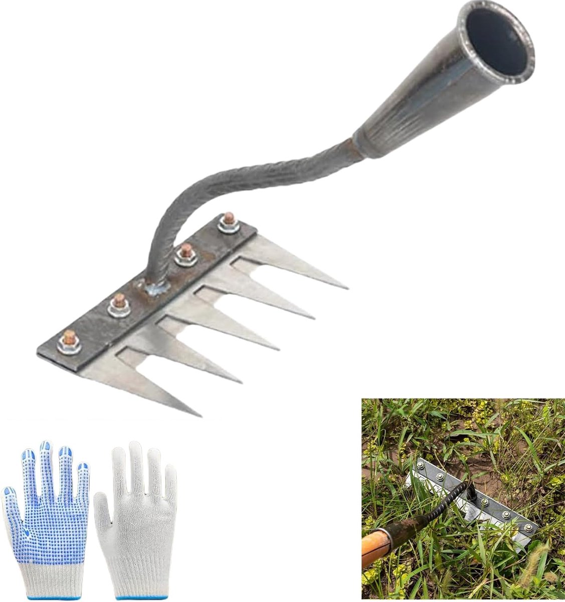 Wiedhark - Tuin Hark - Onkruid Verwijderen - Stevig Ijzer - 6 Tanden