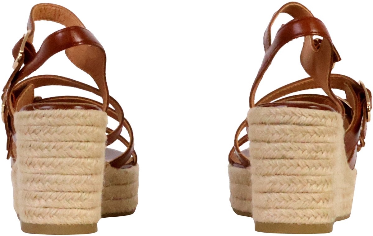 Talia leren sandalen met sleehak