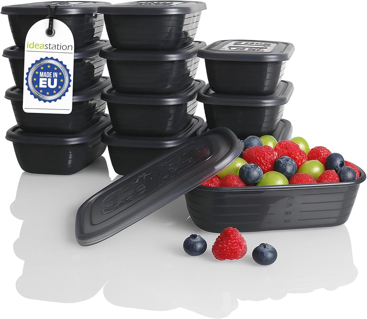 Vriesdozen Set - Bewaarcontainers - Voedsel Invriezen - BPA-Vrij Stapelbaar - 600 ml - Antraciet