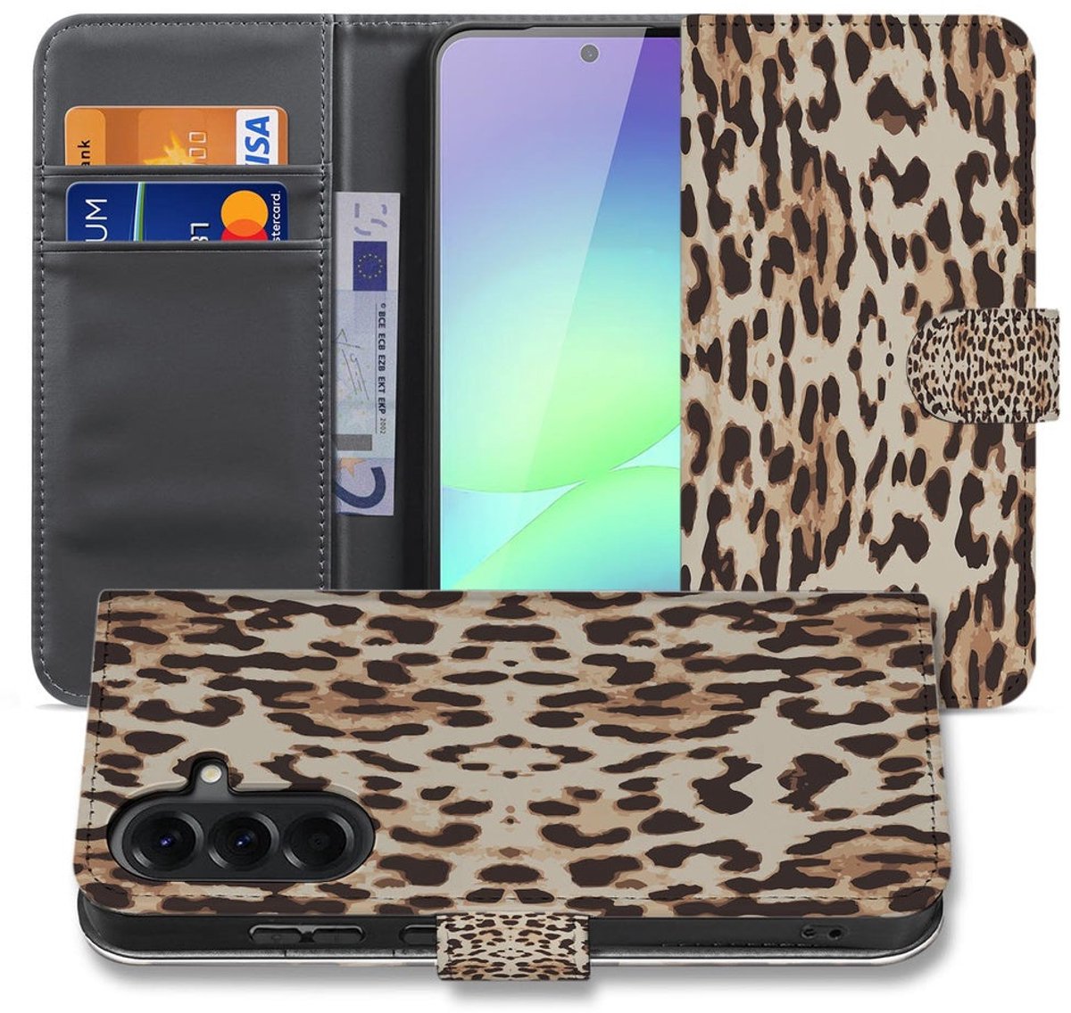 Book Case Hoesje Samsung Galaxy A37 Leopard Portemonnee Hoesje
