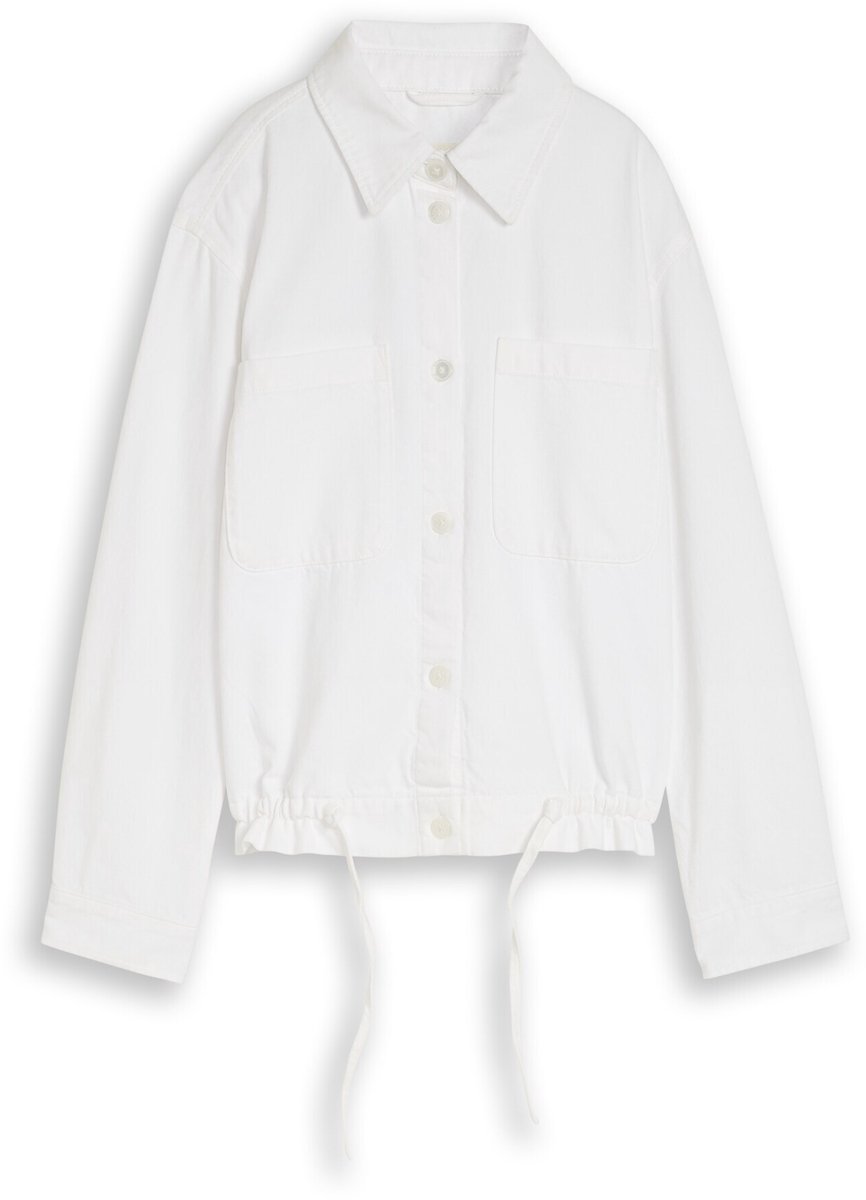 Tom Tailor Denim - Lichtgewicht spijkerjasje met trekkoord - Maat S - White Denim
