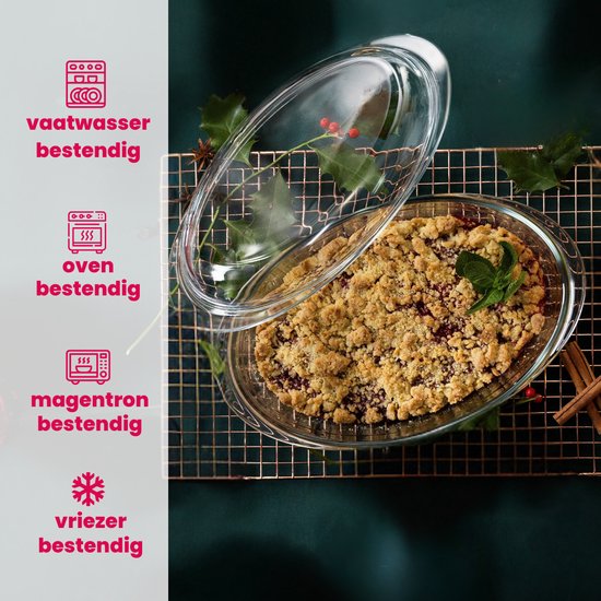 Met deksel - Glazen - Oven - 5 liter - Blauwe - Braadpan/stoofpan