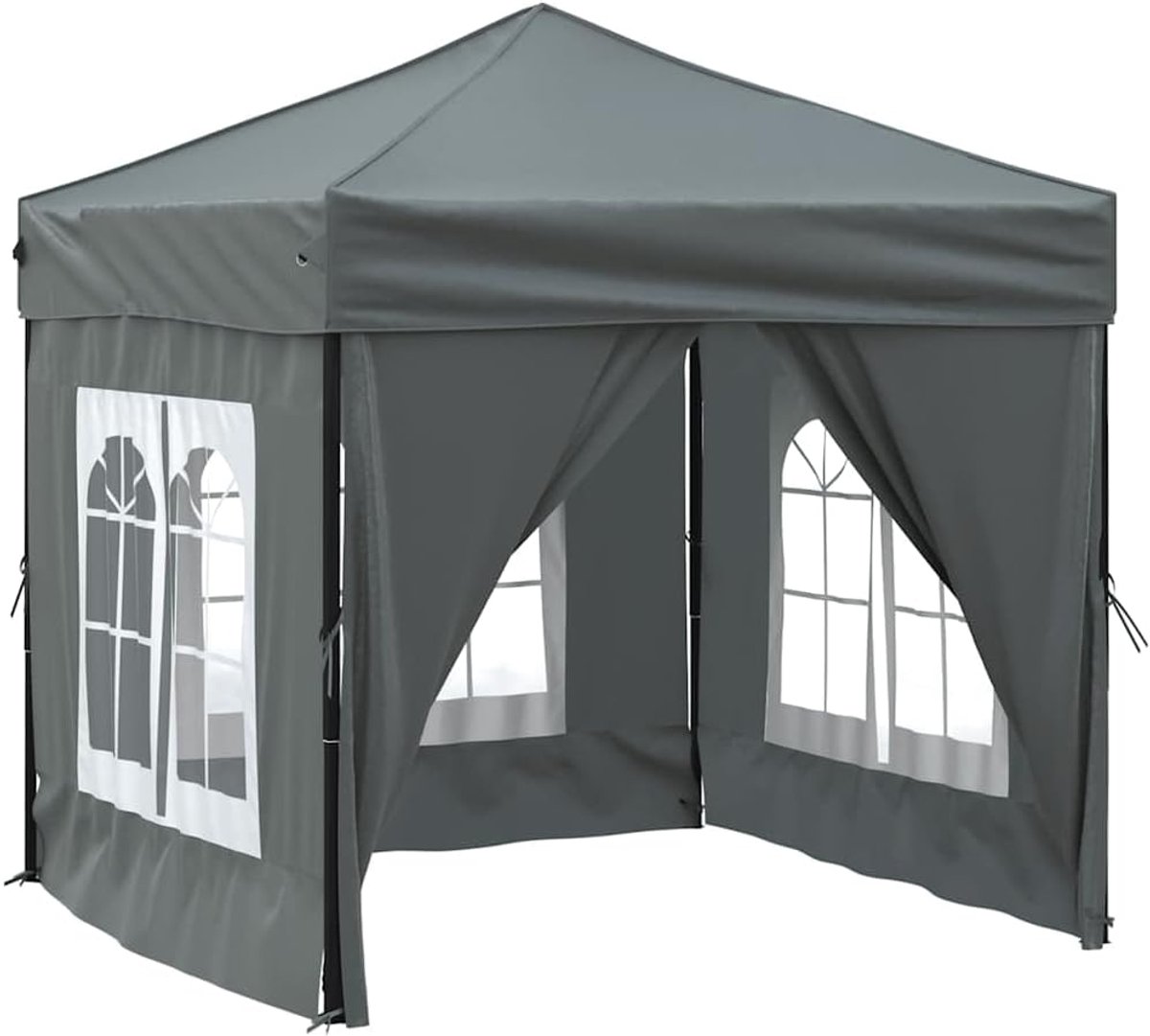 Inklapbare Partytent - Feesttent Vouwtent - Buitenfeest Bescherming - Met Afneembare Zijwanden - 2x2 Meter - Antraciet
