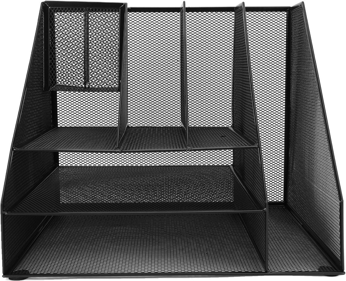 Bureau Organizer - Opberger - Thuiswerkplek - Stabiel Metalen Gaas - 32x27x27 cm - Zwart