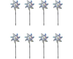 QTTVBTNA – 8 Stuks Reflecterende Windmolens – Windspinners voor Tuin en Erf – voor Balkon en Tuin – Weerbestendig en Eenvoudig te Installeren – Outdoor Tuinaccessoire – 18 x 55 cm – Zilver
