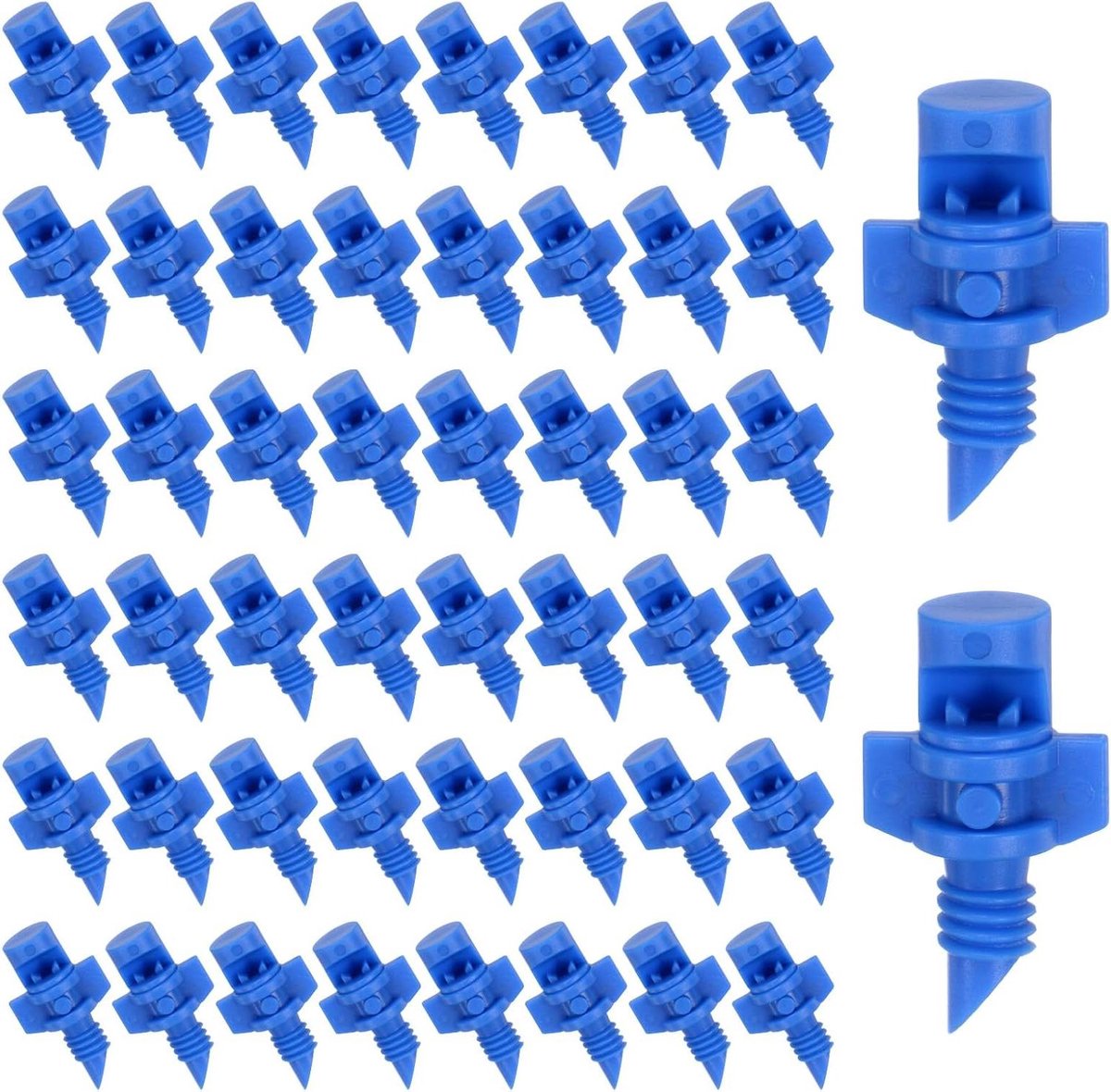 Vernevelingssproeiers 100 stuks - Irrigatie emitters - Gazon bewatering - 90 graden sproeihoek - 22mm lengte - Blauw