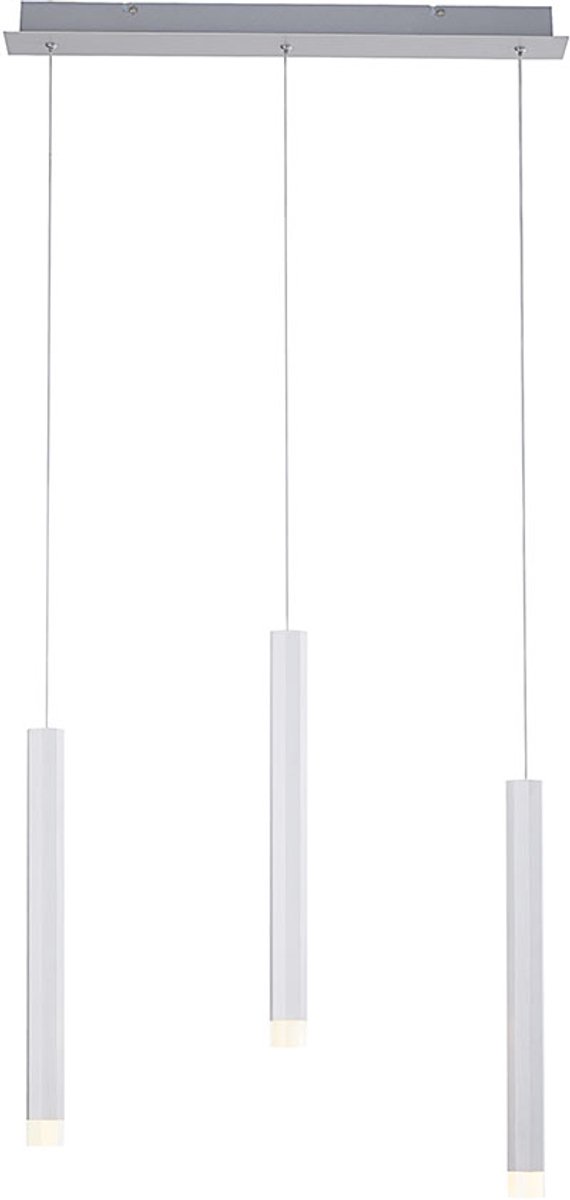 Hanglamp Pendel Eetkamerlamp Woonkamerlamp Plafondlamp, aluminium zilver, 1x LED 18W 1000Lm 3000K warm wit, H 120 cm