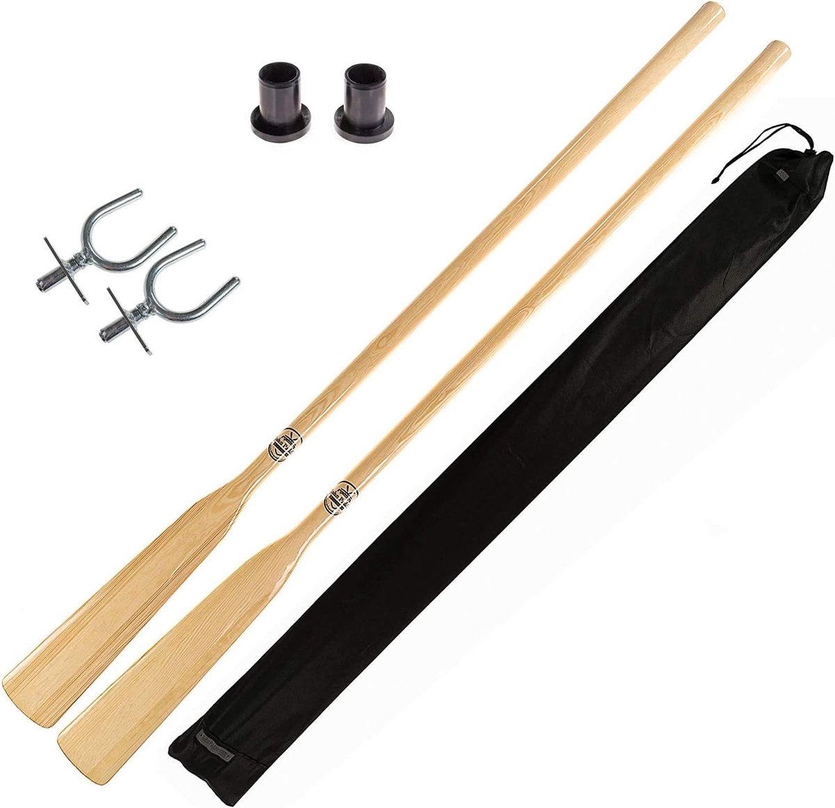 Roei Set - Peddel Set - Watersport Avontuur - Inclusief Roeitas - 195cm Peddels - Hout Zwart Staal