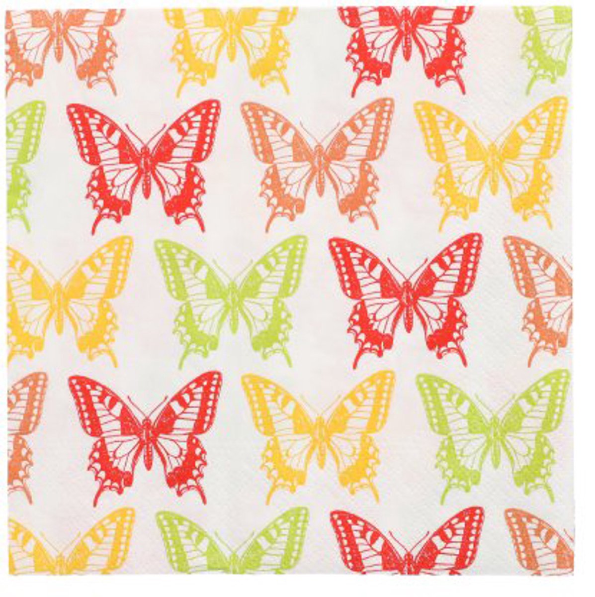 10x 20 Servetten 3-laags 1/4 vouw 33 cm x 33 cm Butterflies