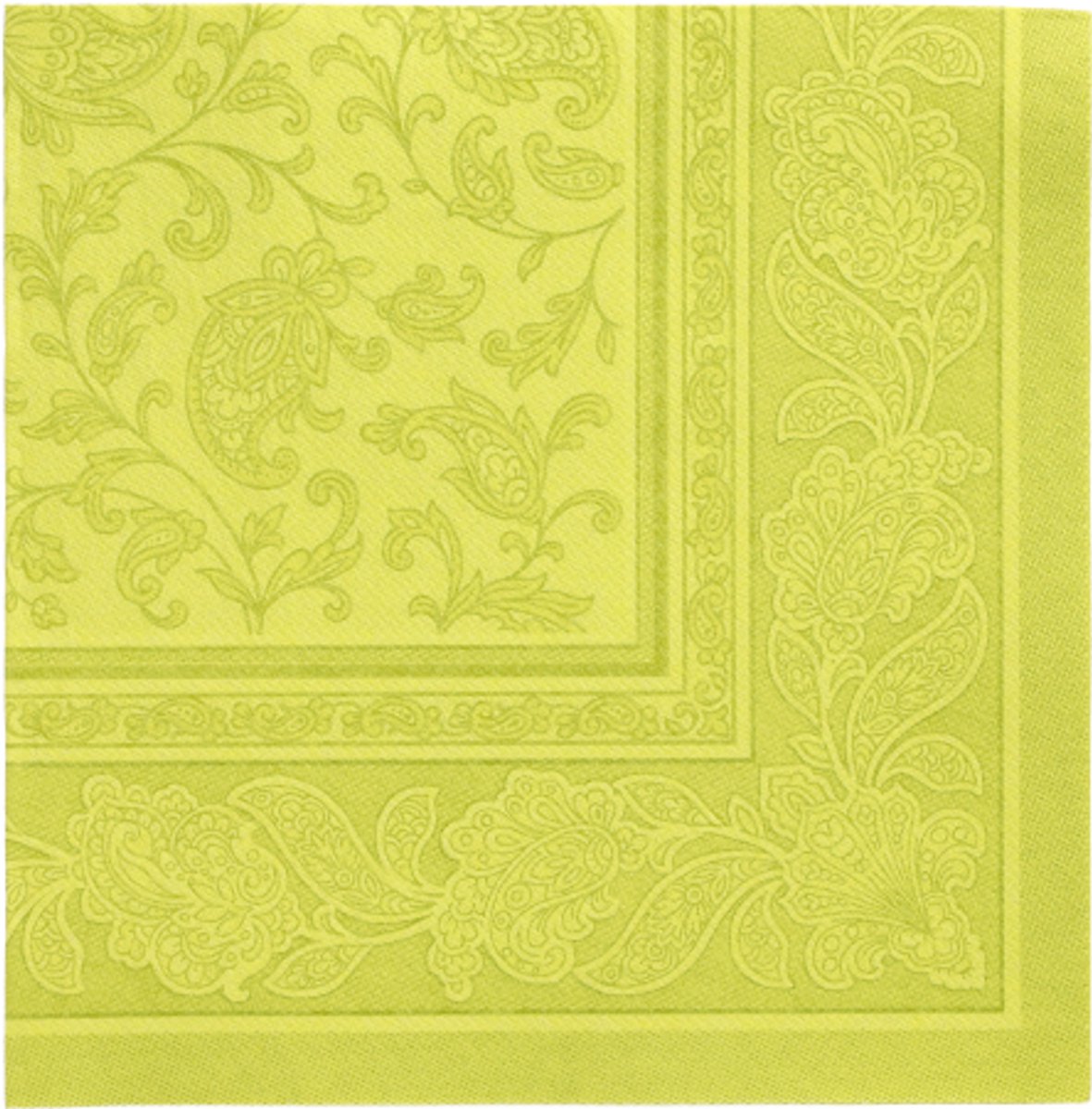 5x 50 Servetten ROYAL Collection 1/4 vouw 40 cm x 40 cm lime Ornaments