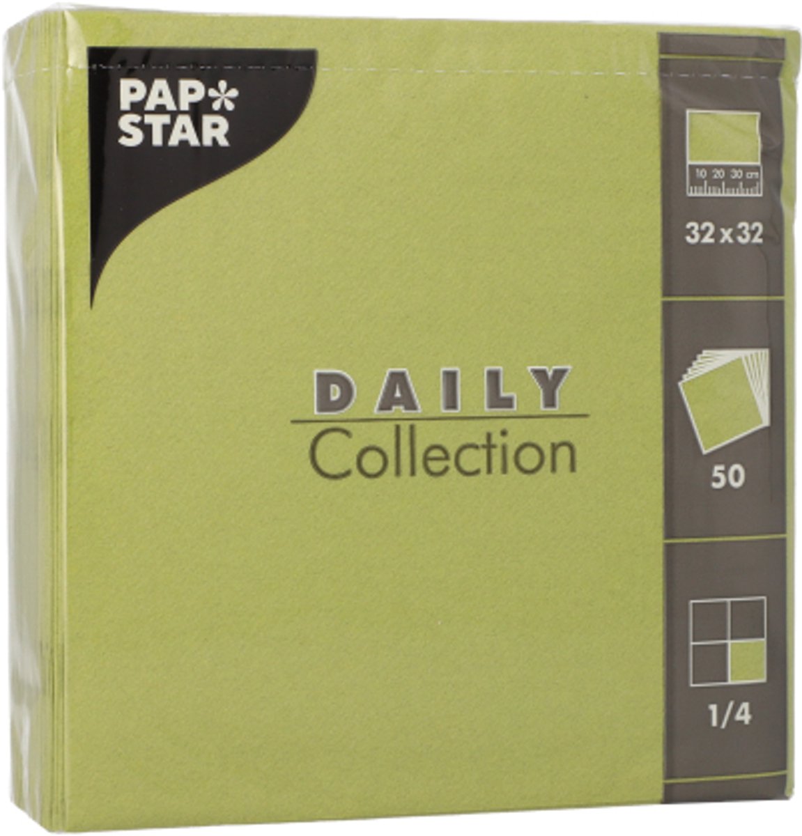 14x 50 Servetten DAILY Collection 1/4 vouw 32 cm x 32 cm olijfgroen