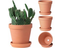 Bloempot Terracotta - Kruidenpotjes - Binnen planten - Met drainage gat - 15 cm - Rood