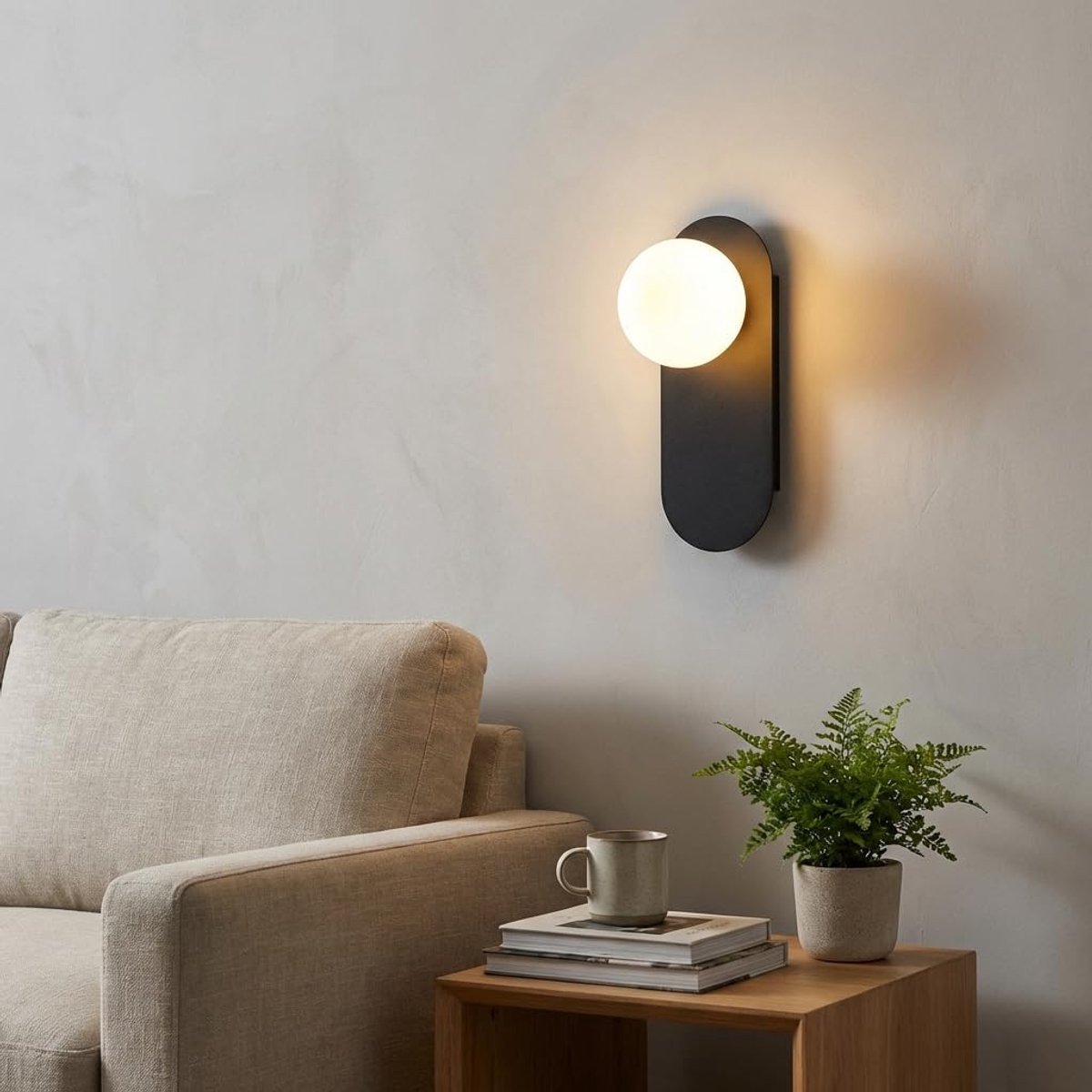 Wandlamp - Sfeerverlichting - Binnenverlichting - Minimalistisch Design - 16x16x31 cm - Zwart