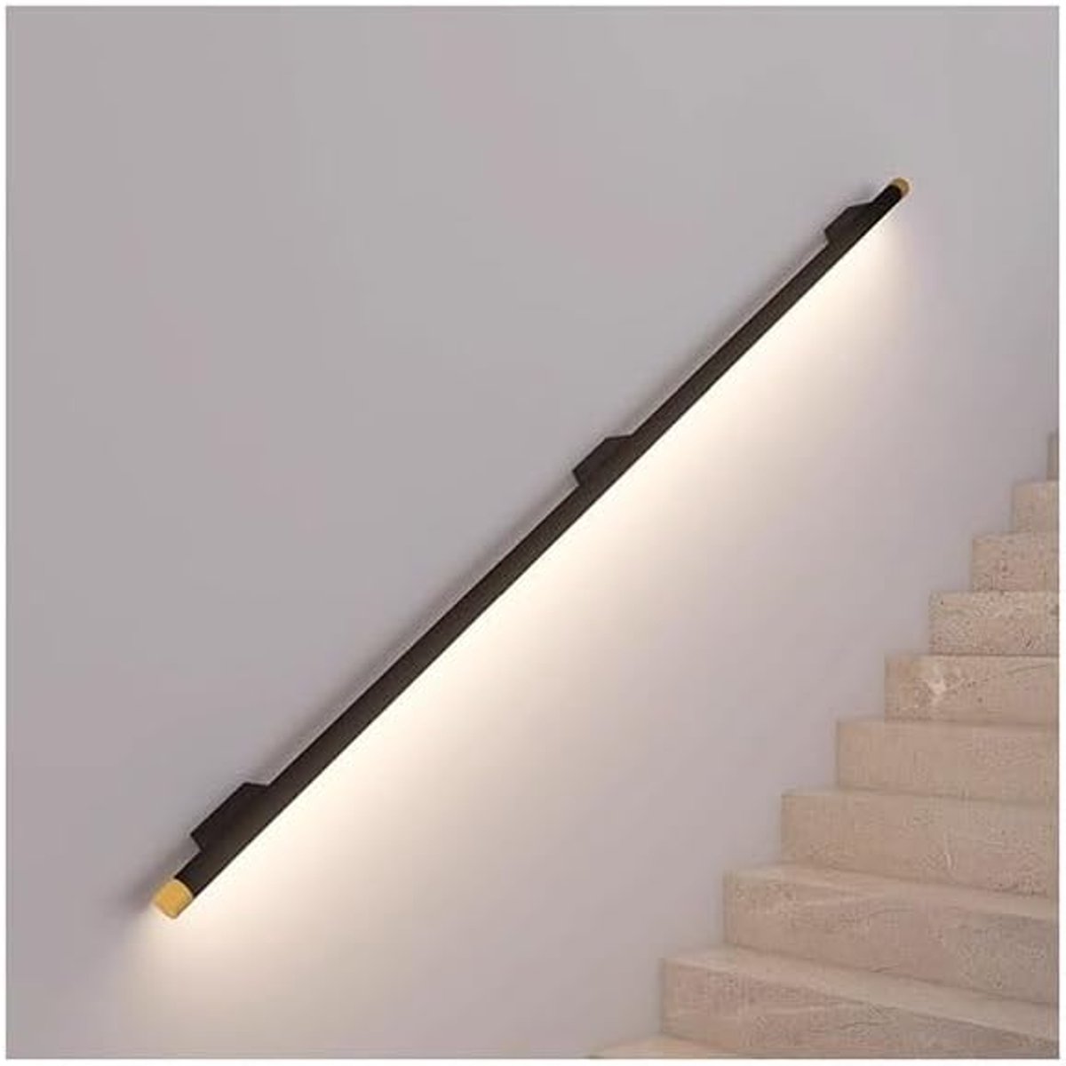 LED Trapleuning - Wandmontage Barrièrevrij - Veiligheid Ouder - Geïntegreerde Verlichting - 30cm - Zwart