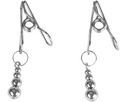 Oneay Tepelklemmen, verstelbare metalen tepelklemmen met kleine balletjes, geen piercing nodig, geschikt voor tepelringen, metalen tepelspeeltjes voor vrouwen.