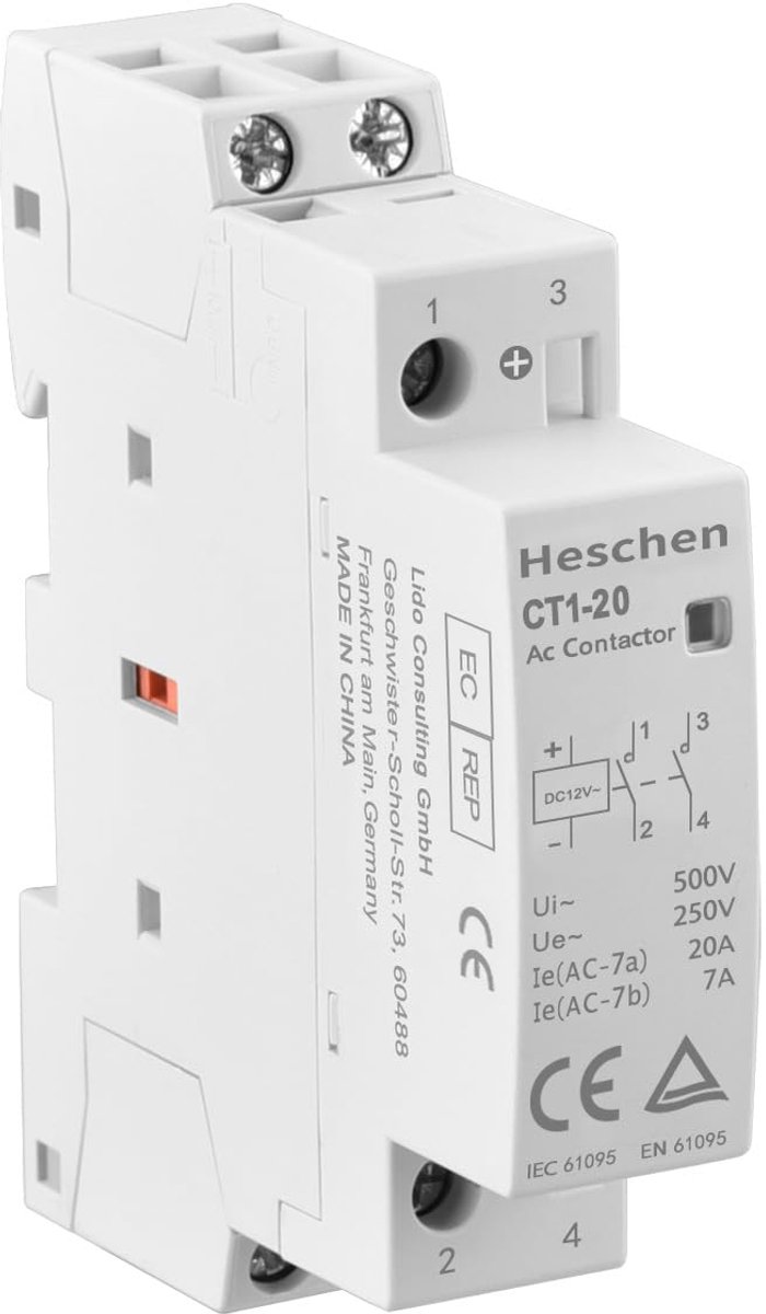 Wisselstroombeveiliging - Schakelaar Relais - Huishoudelijk Gebruik - Twee Normaal Open - 20 Ampère 250 Volt