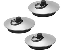 MroMax 3Pcs 48Mm Dia Keuken Afvoer Plug Water Stopper Rvs Keuken Badkamer Bad Wastafel Wastafel Drainage Zilver Zwart