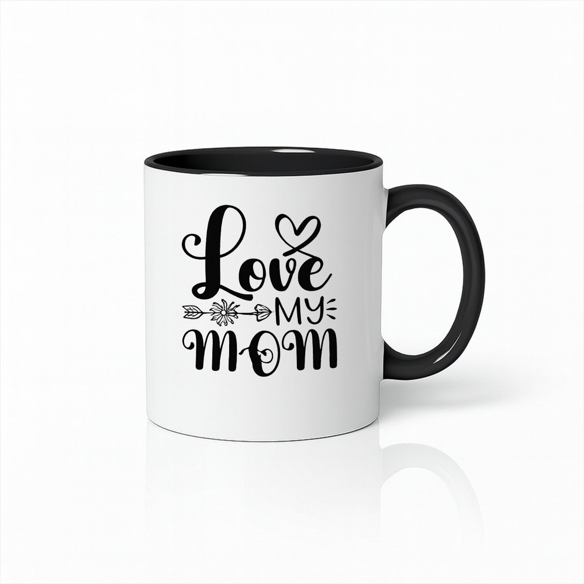 Love My Mom Koffiemok - Moederdag Cadeau Tip - Zwart Wit Keramische Mok - 330ml