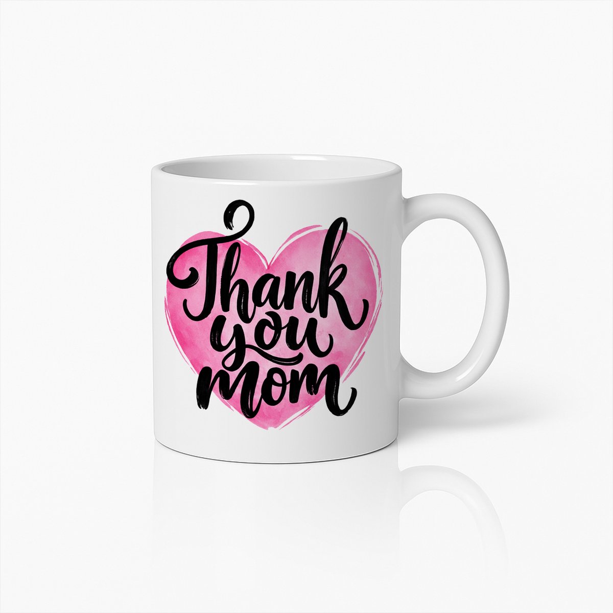 Thank You Mom Mok - Roze Hart - Moederdag Cadeau - Koffiebeker / Thee Mok - Wit