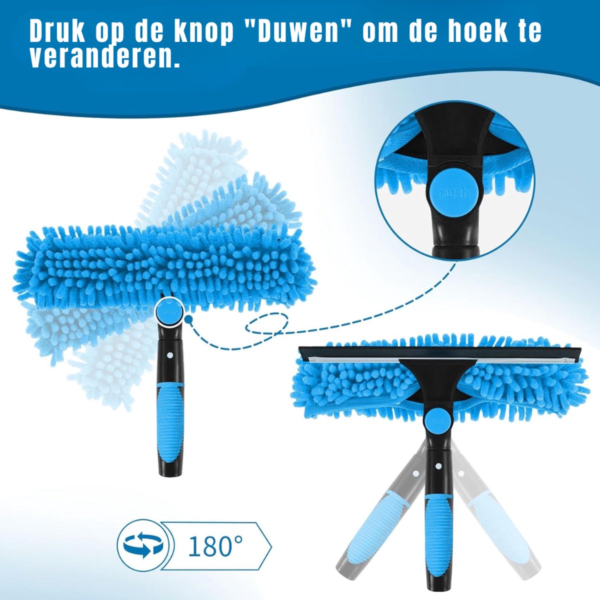 REN® Ramenwasser Telescopisch - Ramenwasser - Ruitenreiniger - Blauw - 326cm x 27cm x 24cm