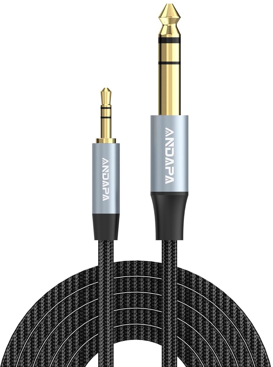 Stereo Audiokabel - 35mm naar 635mm - Muziek Aansluiten - Bidirectioneel Signaal - 2 Meter