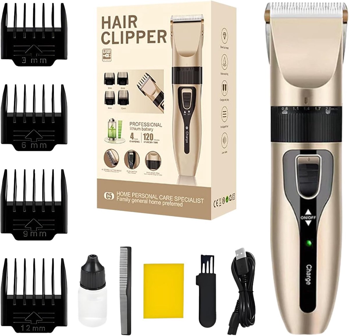 Draadloze Tondeuse - Haarknipper Scheerapparaat - Professionele Verzorging - Nieteloze Werking - 18cm Lengte