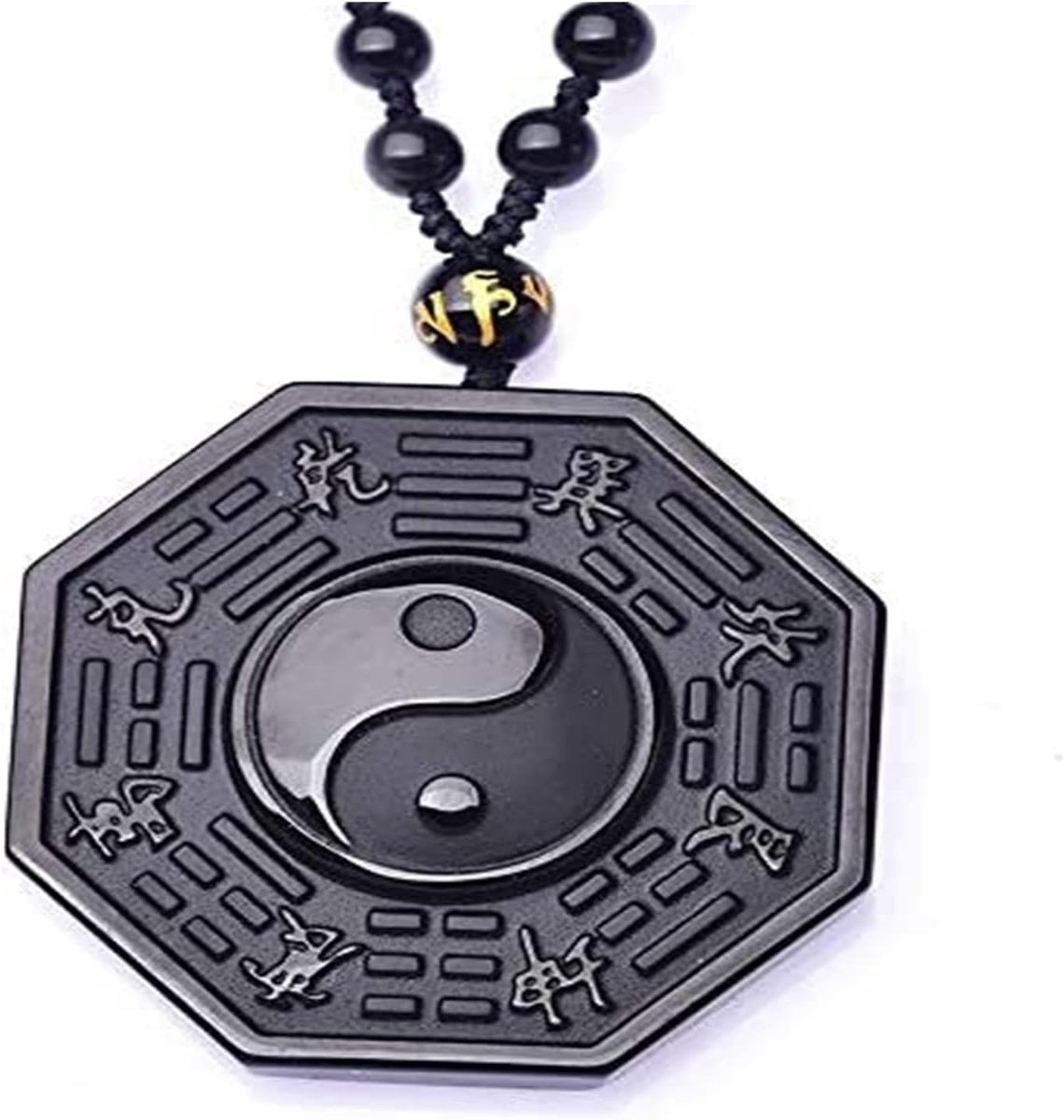 Bagua Spiegel - Feng Shui Hanger - Energie Balans - Holle Spiegel Ontwerp - 50 Gram - Zwart