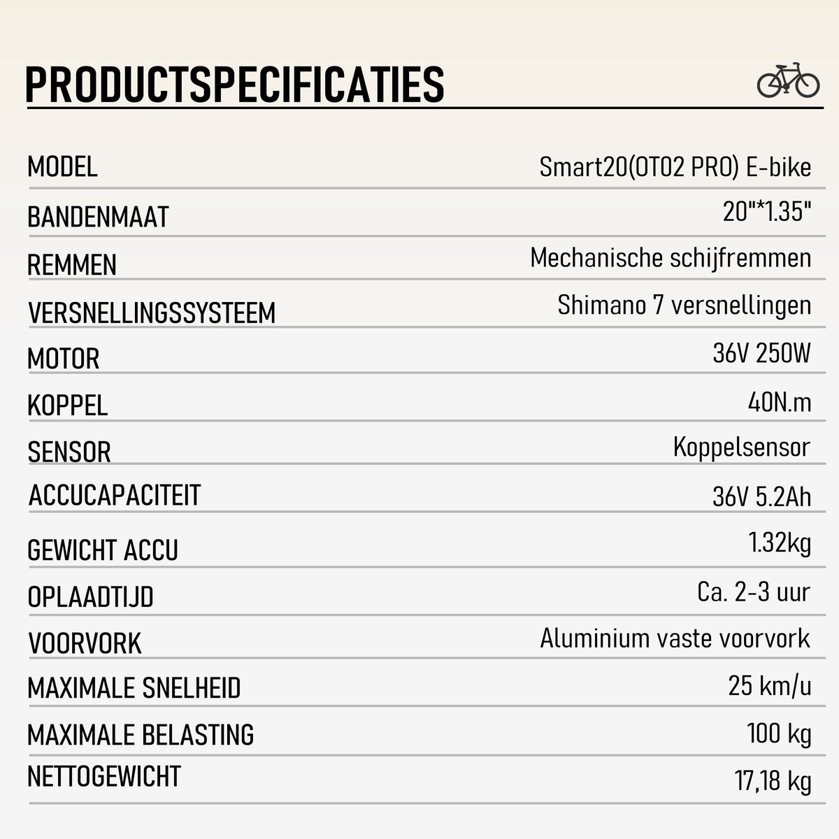 Maxtron Smart20 Elektrische Fiets – 20 Inch Opvouwbare E-bike – 36V 5.2Ah Accu – Actieradius tot 40 km – Shimano 7 Versnellingen – Schijfremmen – Stadsfiets –Inclusief gratis cijferslot– Beige thumbnail 6