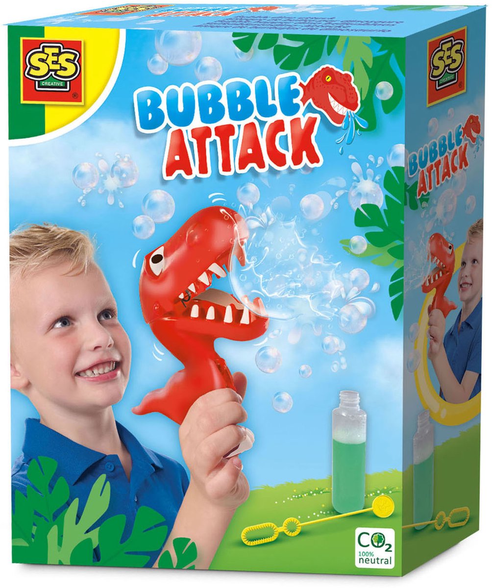 SES - Bubble Happer Dino - sterk bellenblaassop - goed uitwasbaar - met happende dino