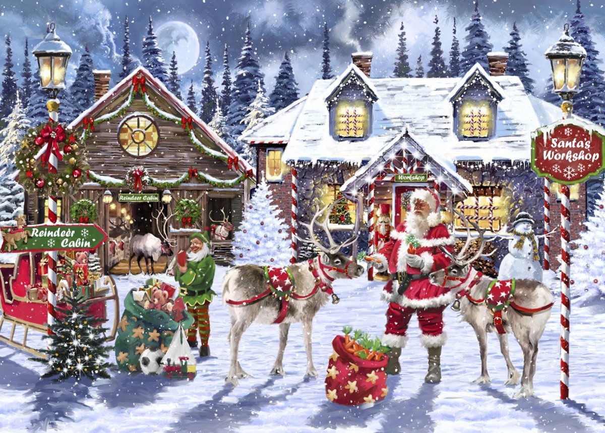 Bluebird Puzzle kerstpuzzel Santa's Workshop - 500 stukjes karton.