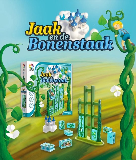 SmartGames Jaak & de bonenstaak - Logisch Denkspel voor Kleuters & Jonge Kinderen - 60 Opdrachten met Prentenboek - Educatief Solospel - Vanaf 4 Jaar
