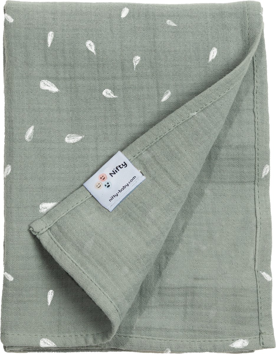 Nifty Hydrofiel doek - Olive Print - 120 x 120 cm