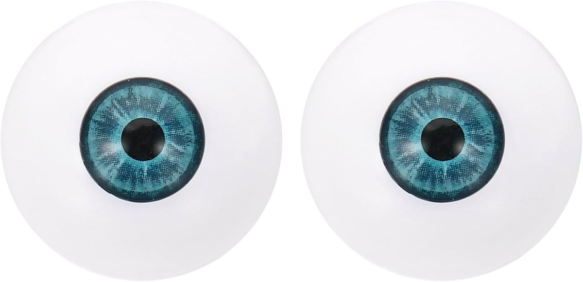 Killogood Twee veiligheidsoogjes van 30 mm - realistische acryl oogbollen/plastic halve oogbollen - geschikt voor maskers - Halloween-rekwisieten en poppenogen (blauwgroen).