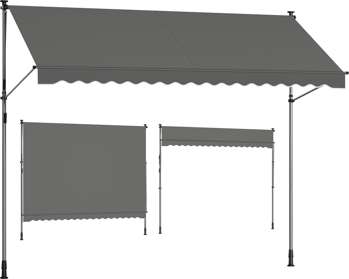 SONGMICS - Zonnescherm - Balkon Zonnescherm met Handmatige Bediening - Hoogte Verstelbaar - Voor Balkon Terras Tuin