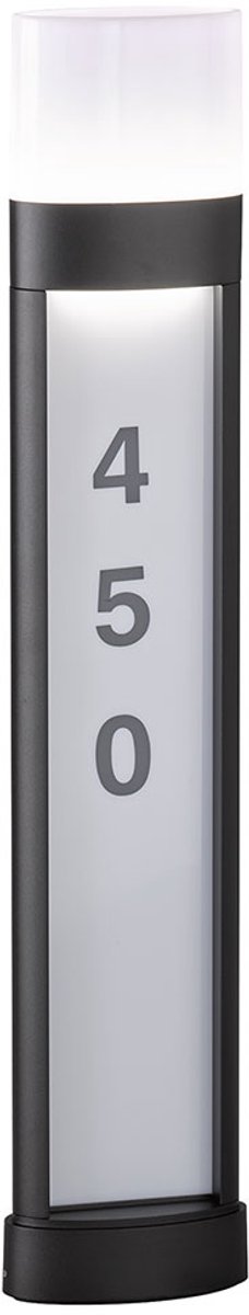 Huisnummerlamp LED huisnummer verlicht elektriciteit Buitenlamp met huisnummer, staande lamp aluminium zwart, incl. sticker, IP54, LxBxH 16x7,5x80 cm, Wofi 12226