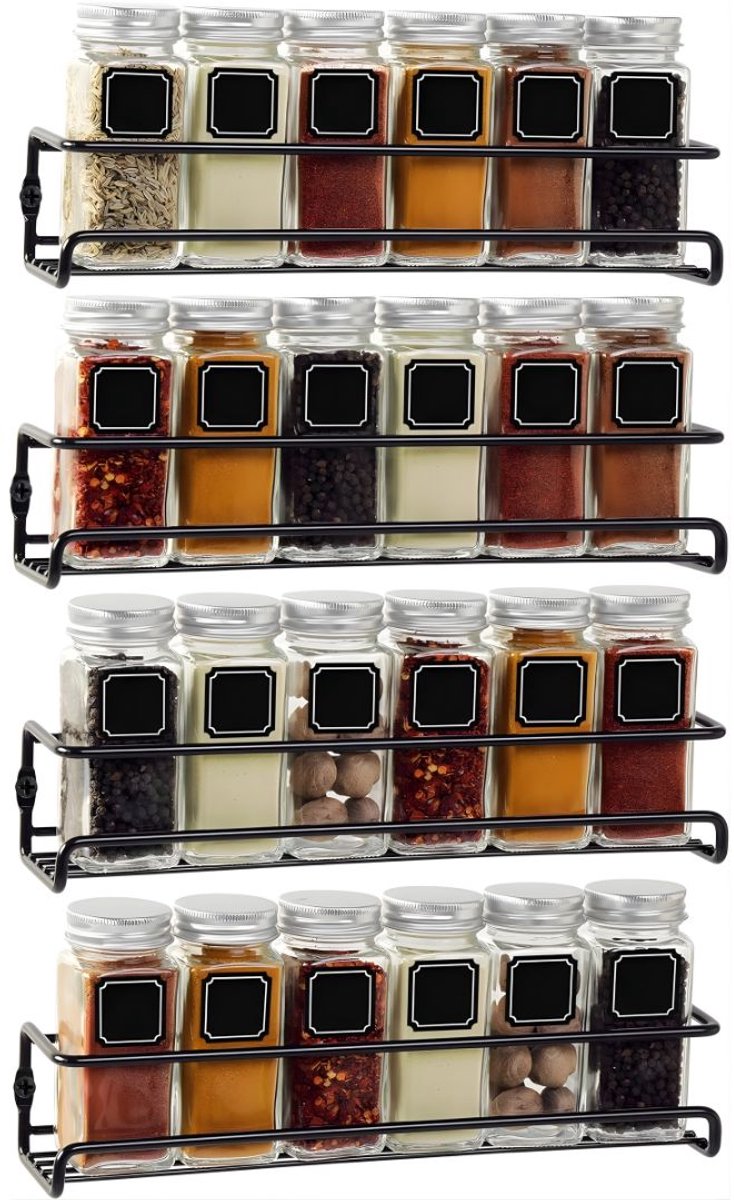 DnA® Kruidenrek - Kruidenpotjes - Kruidenrek Ophangbaar - Kruidenrek Staand - Zwart - 29cm x 6cm x 6cm