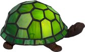 Tiffany tafellamp schildpad - Groentinten - L 22 cm - Glas in lood - Warm licht - Decoratieve figuurlamp | RORUVERA