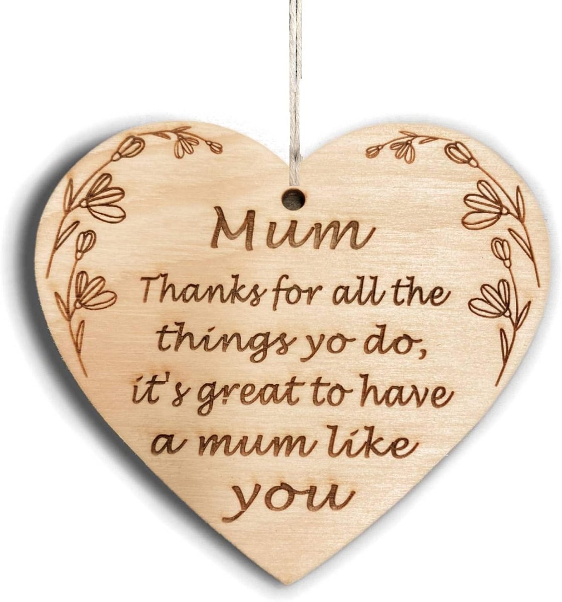 Houten Hart Plaquette - Decoratief Bord - Cadeau Idee - Handgemaakt Ontwerp - 10 x 10 cm - Natuurlijk Hout