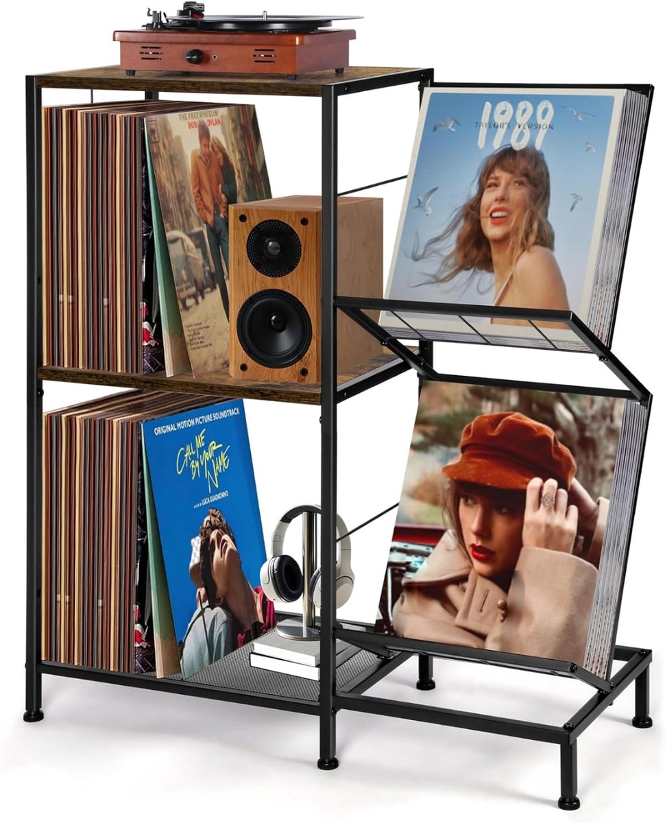 REN® LP Opbergsysteem - Lp kast - Platenspeler Kast - Platenspeler Meubel - Vinyl Kast - Zwart - 70cm x 30cm x 81cm; 6,8kg