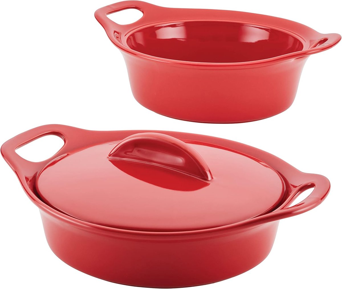 Ovenschalen Set - Bakvormen - Bakken en Braden - Met Deksel - 3-delig - Rood