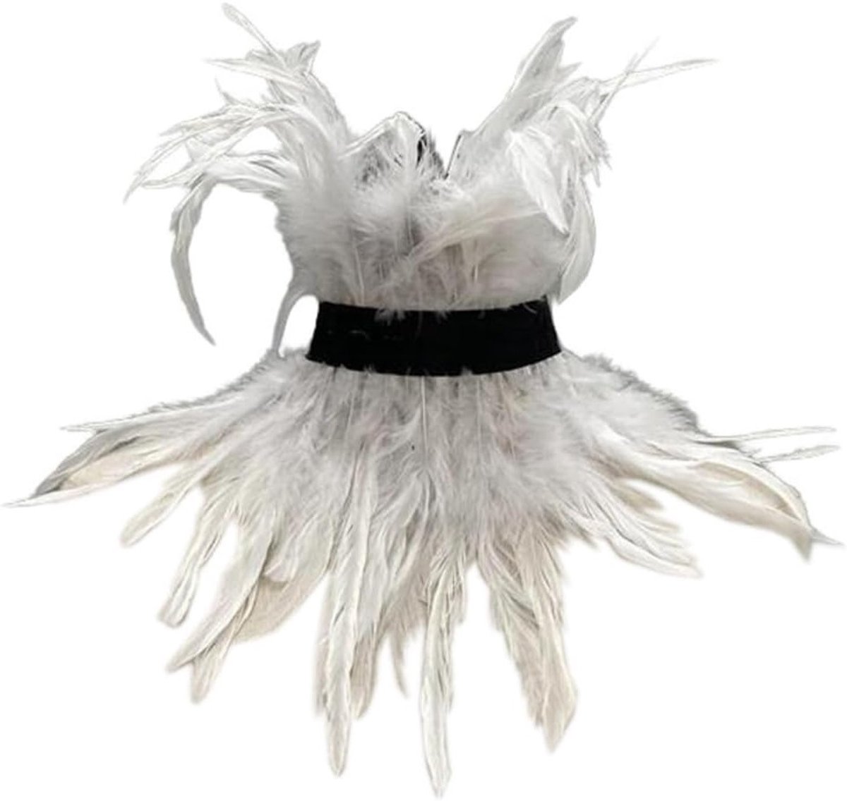 Natuurlijke Veren Sjaal voor Halloween Kostuum, Punk Choker Kraag en Cape, Damesmode Accessoire