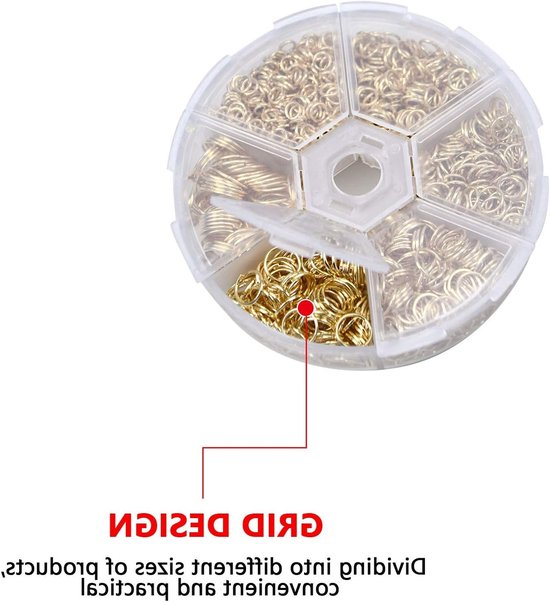Set van 1390 Stuks Open Jump Rings en Split Rings voor Sieraden, Armbanden, Kettingen en Creatief Knutselen in Goud — afbeelding 2
