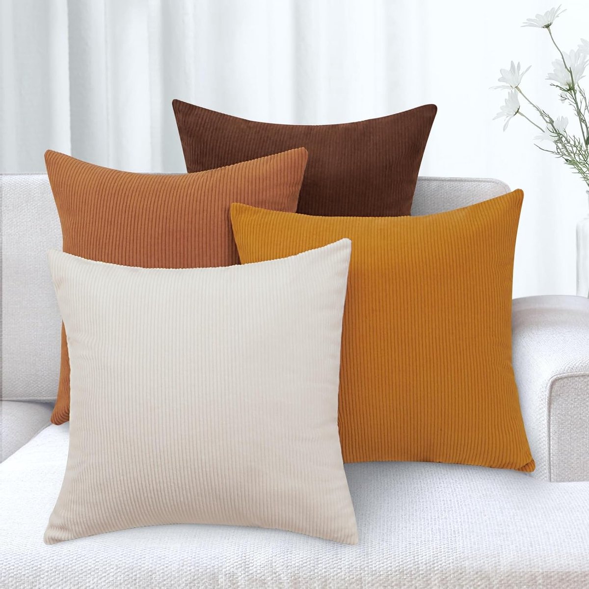 Zachte Corduroy Kussenhoes 45 x 45 cm voor Kerst, Decoratieve Kussenhoes voor Bank en Slaapkamer, Set van 2