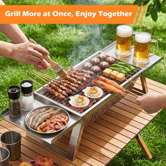 Opvouwbare BBQ - Draagbare Houtskool Barbecue - Compact & Lichtgewicht - Camping BBQ / Balkon BBQ / Picknick Grill - Snel Opgezet & Makkelijk Mee te Nemen — afbeelding 2