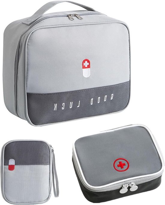 Waterdichte Medicijn Tas Set van 3 Stukken, Lege Minimalistische Tas in Grijs, 10x5x2cm, Ideaal voor Reizen en Organisatie